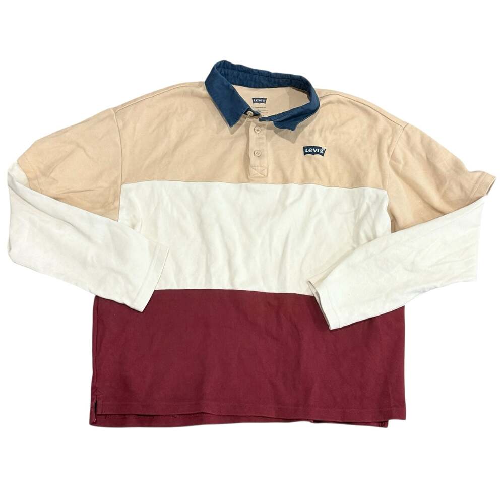 Men’s Vintage Levi's Colorblock Long Sleeve Rugby Shirt Sz XL